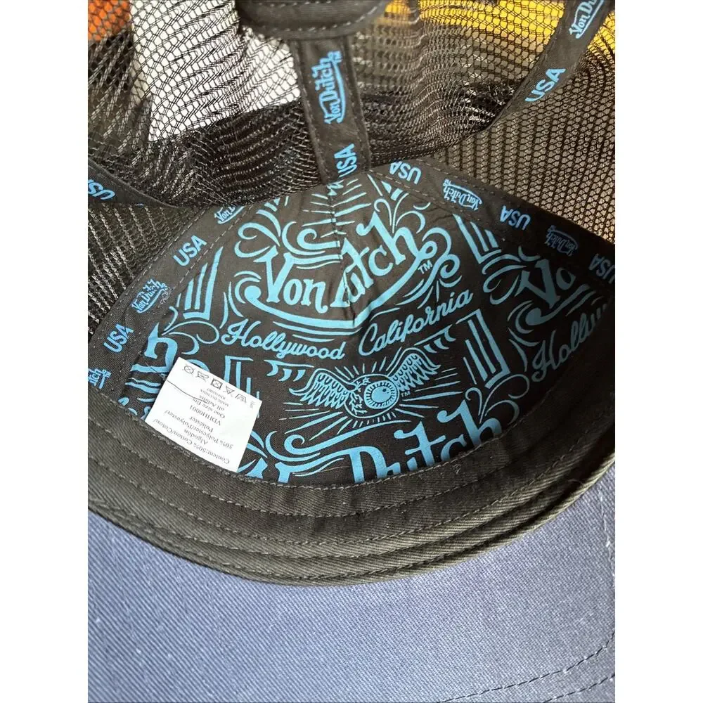 Von Dutch Navy Hat with Light Blue & White Logo Patch